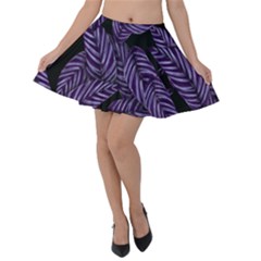 Tropical Leaves Purple Velvet Skater Skirt by snowwhitegirl