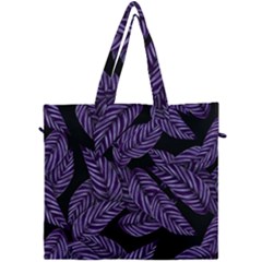 Tropical Leaves Purple Canvas Travel Bag