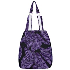 Tropical Leaves Purple Center Zip Backpack