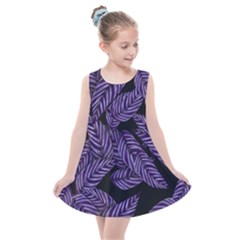 Tropical Leaves Purple Kids  Summer Dress