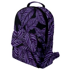 Tropical Leaves Purple Flap Pocket Backpack (small)