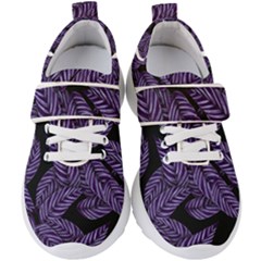 Tropical Leaves Purple Kids  Velcro Strap Shoes