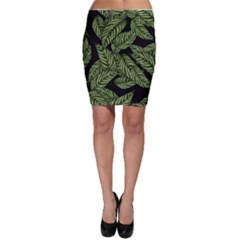 Tropical Leaves On Black Bodycon Skirt by snowwhitegirl