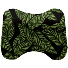 Tropical Leaves On Black Head Support Cushion