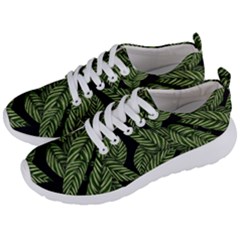 Tropical Leaves On Black Men s Lightweight Sports Shoes