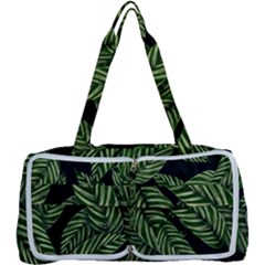 Tropical Leaves On Black Multi Function Bag