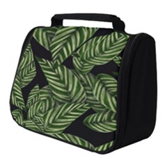 Tropical Leaves On Black Full Print Travel Pouch (small)