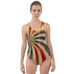 Abstract Rainbow Swirl Cut-out Back One Piece Swimsuit by snowwhitegirl