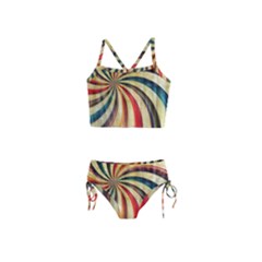 Abstract Rainbow Swirl Girls  Tankini Swimsuit