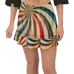 Abstract Rainbow Swirl Fishtail Mini Chiffon Skirt