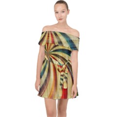 Abstract Rainbow Swirl Off Shoulder Chiffon Dress by snowwhitegirl