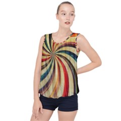 Abstract Rainbow Swirl Bubble Hem Chiffon Tank Top