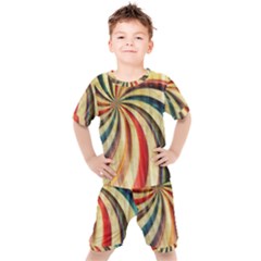 Abstract Rainbow Swirl Kids  Tee And Shorts Set