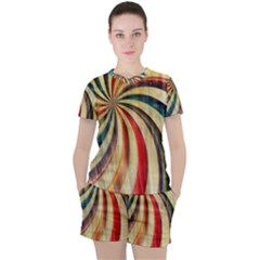 Abstract Rainbow Swirl Women s Tee And Shorts Set