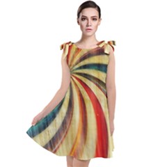 Abstract Rainbow Swirl Tie Up Tunic Dress