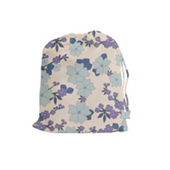 Vintage Floral Blue Pattern Drawstring Pouch (large) by snowwhitegirl