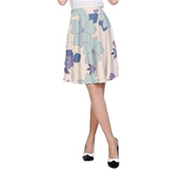 Vintage Floral Blue Pattern A-line Skirt by snowwhitegirl