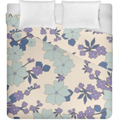 Vintage Floral Blue Pattern Duvet Cover Double Side (king Size) by snowwhitegirl