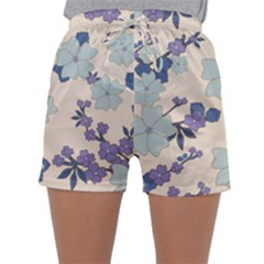 Vintage Floral Blue Pattern Sleepwear Shorts by snowwhitegirl