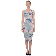 Vintage Floral Blue Pattern Sleeveless Pencil Dress