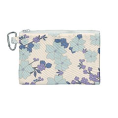 Vintage Floral Blue Pattern Canvas Cosmetic Bag (medium) by snowwhitegirl