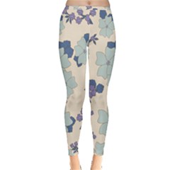 Vintage Floral Blue Pattern Inside Out Leggings