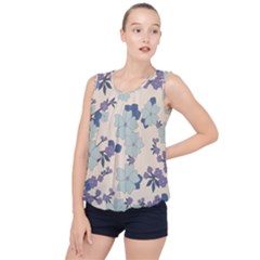 Vintage Floral Blue Pattern Bubble Hem Chiffon Tank Top