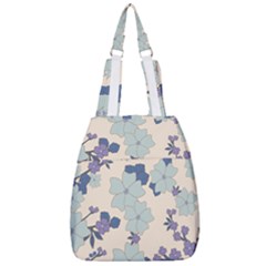 Vintage Floral Blue Pattern Center Zip Backpack