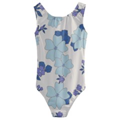 Vintage Floral Blue Pattern Kids  Cut-out Back One Piece Swimsuit by snowwhitegirl