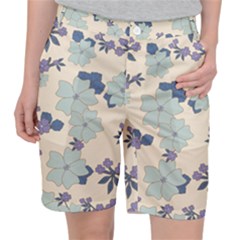 Vintage Floral Blue Pattern Pocket Shorts by snowwhitegirl