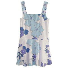 Vintage Floral Blue Pattern Kids  Layered Skirt Swimsuit