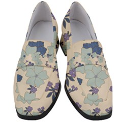 Vintage Floral Blue Pattern Women s Chunky Heel Loafers by snowwhitegirl