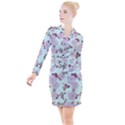 Vintage Floral Lilac Pattern Button Long Sleeve Dress View1