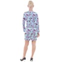 Vintage Floral Lilac Pattern Button Long Sleeve Dress View2