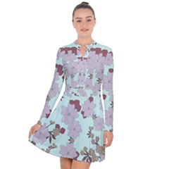 Vintage Floral Lilac Pattern Long Sleeve Panel Dress