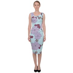 Vintage Floral Lilac Pattern Sleeveless Pencil Dress