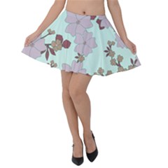 Vintage Floral Lilac Pattern Velvet Skater Skirt by snowwhitegirl