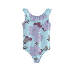 Vintage Floral Lilac Pattern Kids  Frill Swimsuit by snowwhitegirl