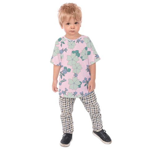 Vintage Floral Lilac Pattern Pink Kids  Raglan Tee by snowwhitegirl