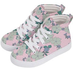 Vintage Floral Lilac Pattern Pink Kids  Hi-top Skate Sneakers