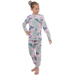 Vintage Floral Lilac Pattern Pink Kids  Long Sleeve Set  by snowwhitegirl