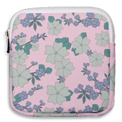 Vintage Floral Lilac Pattern Pink Mini Square Pouch by snowwhitegirl