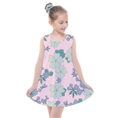 Vintage Floral Lilac Pattern Pink Kids  Summer Dress