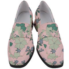 Vintage Floral Lilac Pattern Pink Women s Chunky Heel Loafers