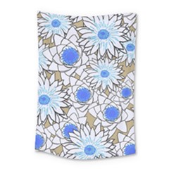 Vintage White Blue Flowers Small Tapestry by snowwhitegirl