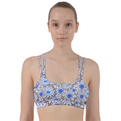 Vintage White Blue Flowers Line Them Up Sports Bra by snowwhitegirl