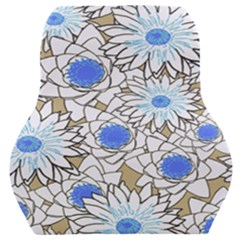 Vintage White Blue Flowers Car Seat Back Cushion 