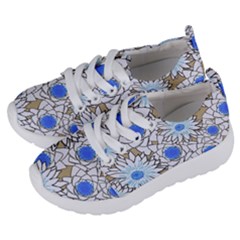 Vintage White Blue Flowers Kids  Lightweight Sports Shoes