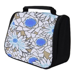 Vintage White Blue Flowers Full Print Travel Pouch (small) by snowwhitegirl