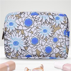 Vintage White Blue Flowers Make Up Pouch (medium)